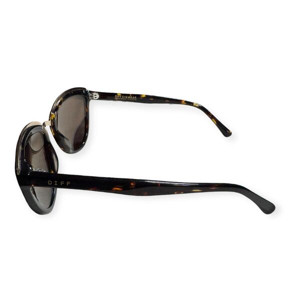 Diff Reflective Polarized‎ Sunglasses Brown Frame Yellow Lens Cat Eye Retro main image 5
